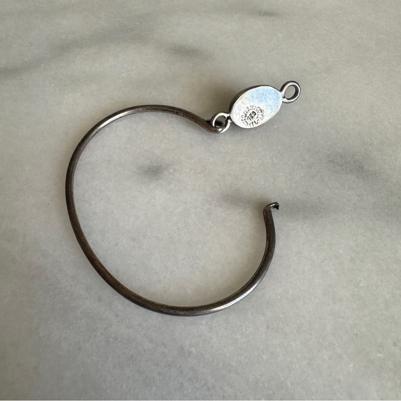 VINTAGE • Onyx & Silver Handmade Bracelet Mexico Goth Bohemian Rustic Witchy - Picture 6 of 9